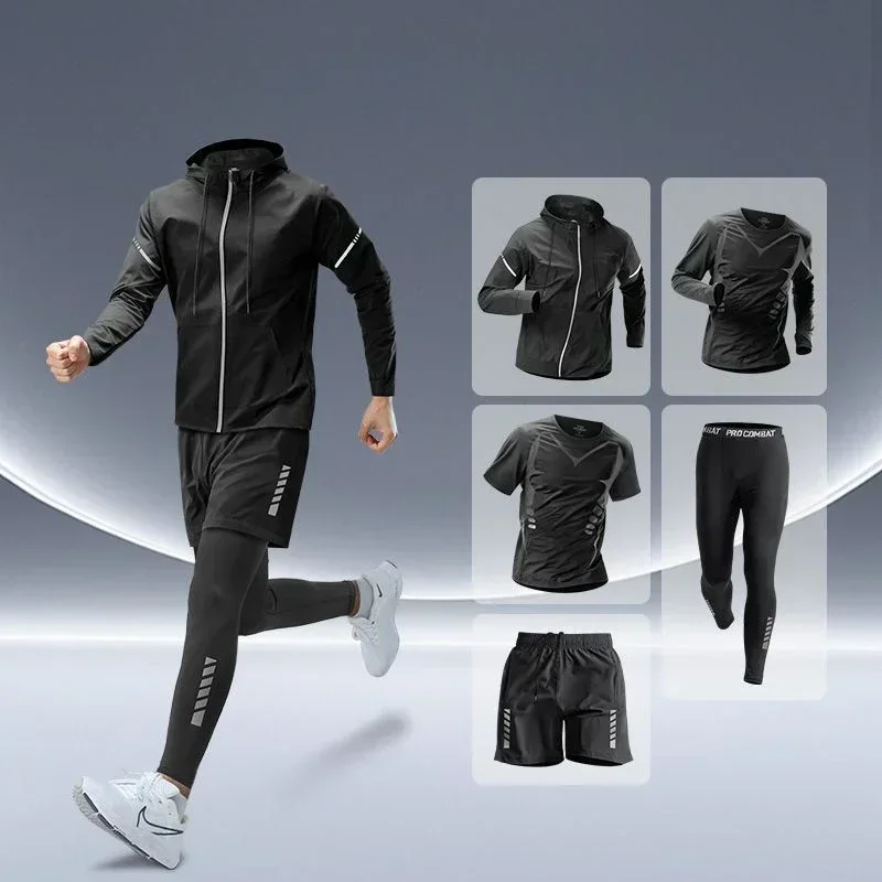 New Gear Running - Męski zestaw do biegania fitness, obcisłe,
