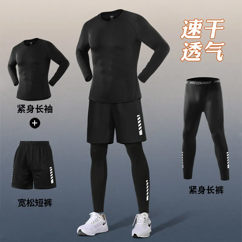New Gear Running - Męski elastyczny komplet kompresyjny, szybkoschnący strój